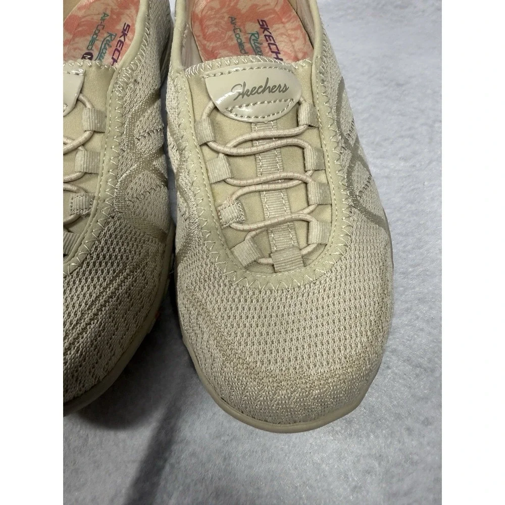 Skechers Relaxed Fit Air-Cooled Memory Foam Women's Beige Slip-On Shoes Size 5.5